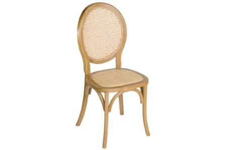 Juego 2 sillas comedor madera Luis XVI natural / rattán